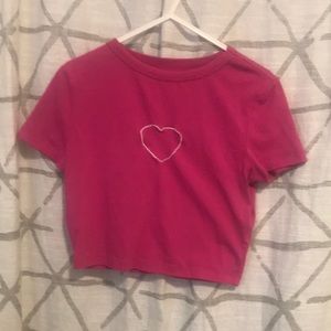 Wild fable: small pink crop top with heart